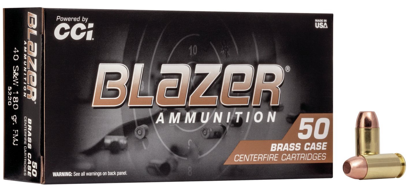 Blazer 40 S&W 180gr Full Metal Jacket, Blazer Brass