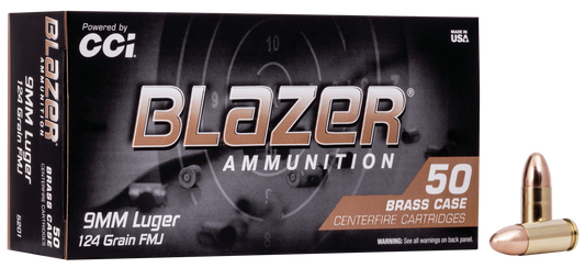 Blazer 9mm Luger, 124gr, Full Metal Jacket, Blazer Brass
