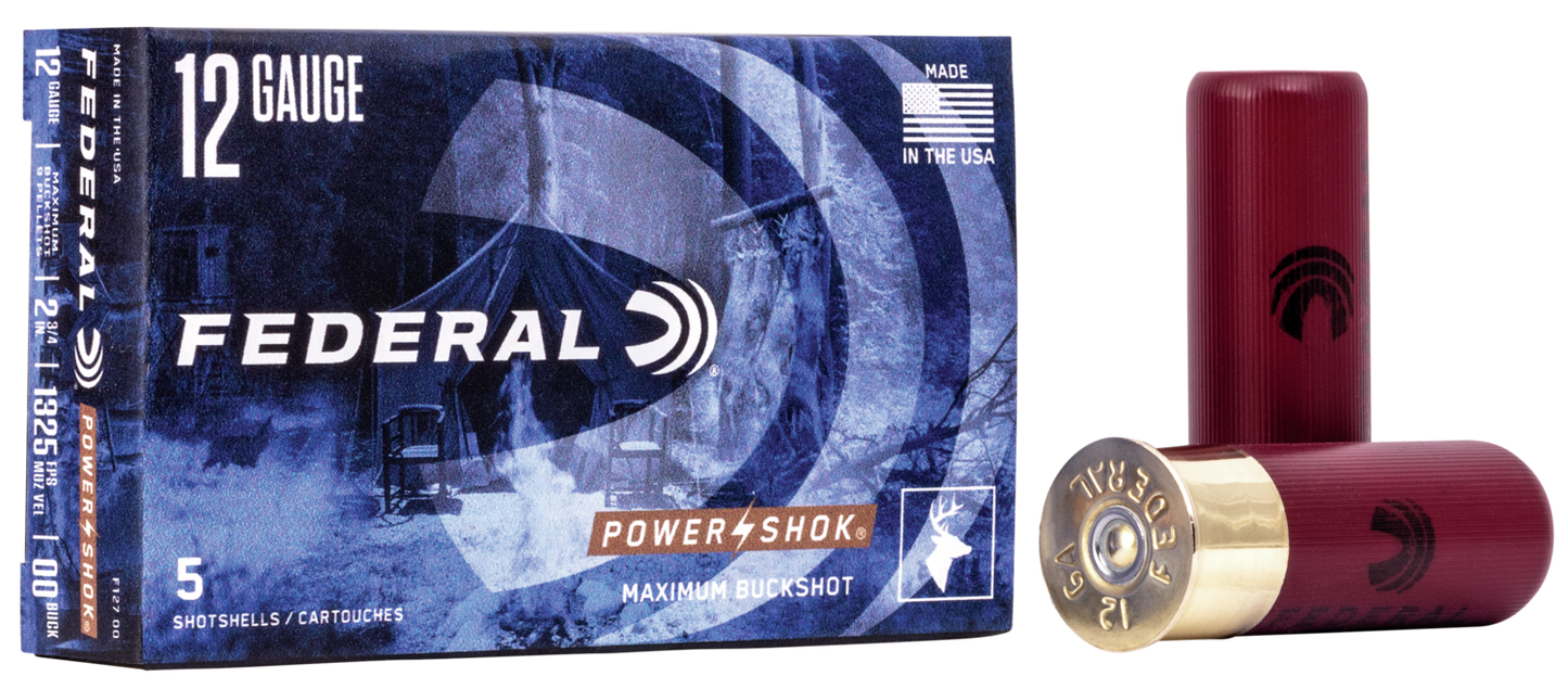 Power-Shok 12 Gauge 2-3/4" x 70mm 00 Buck, 9 Pellet